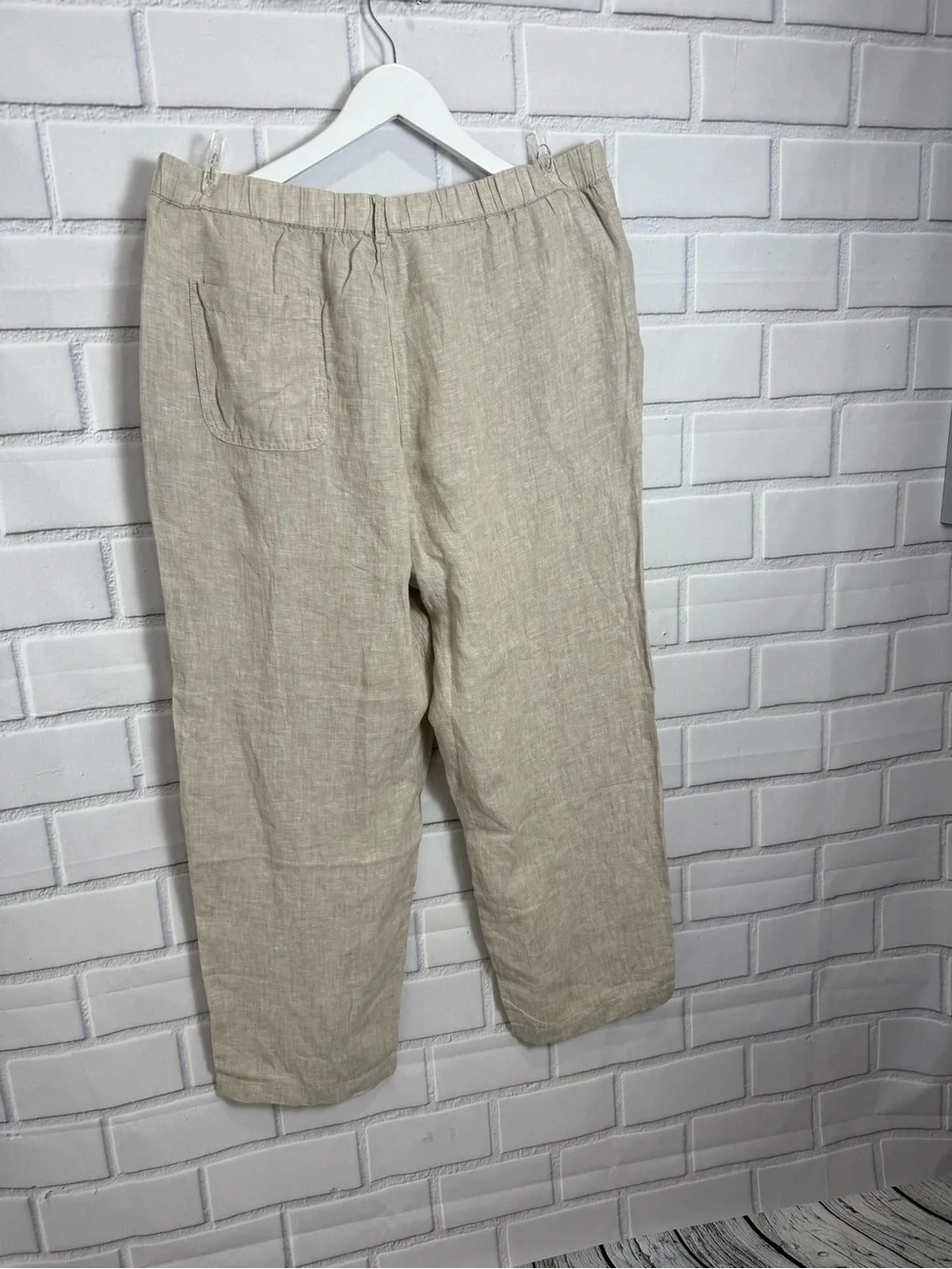 Quince 100% Linen Pull-On Crop Pants Natural Beige designer Cottagecore/ size M